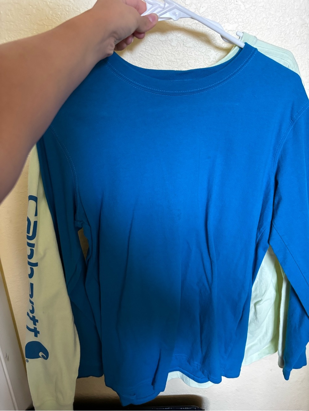 Womens Long-Sleeve Crewneck Shirt - Blue/ neon